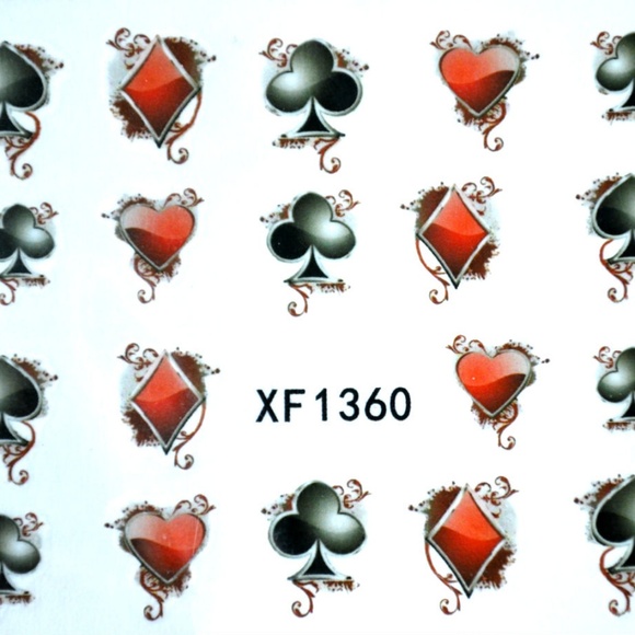 Card Spade Heart - Nail art Decal- blue87 - Picture 2 of 2